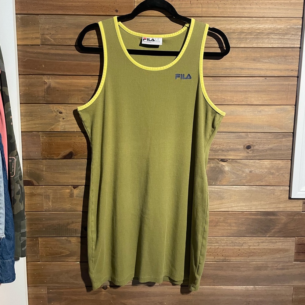 Fila Khaki Tank Dress with Yellow Trim
